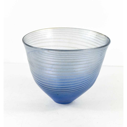 6 - A Bertil Vallien for Kosta Boda glass swirl pattern bowl, unsigned, 13cm high.