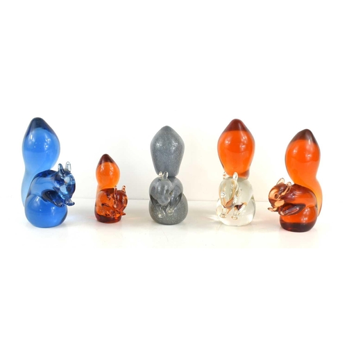 70 - A group of Wedgwood, Kings Lynn glass Squirrels, model number RSW410, in varying colours, comprising... 