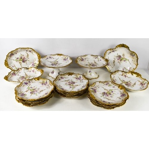 28A - A group of Limoges porcelain, late 19th / early 20th century omprising two oval dishes, two heart fo... 