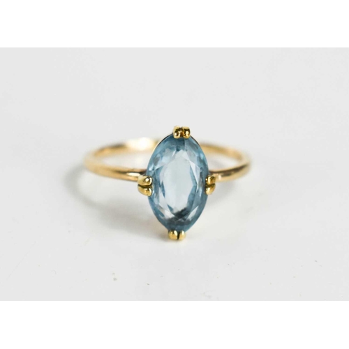 104 - A blue paste set dress ring, the oval stone of approximately 11 by 6mm, size N, 2.2g. This is not te... 