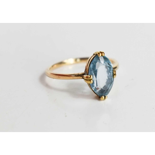 104 - A blue paste set dress ring, the oval stone of approximately 11 by 6mm, size N, 2.2g. This is not te... 