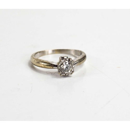 145 - An 18ct white gold and diamond solitaire ring, the diamond approximately 0.25ct, with small diamond ... 