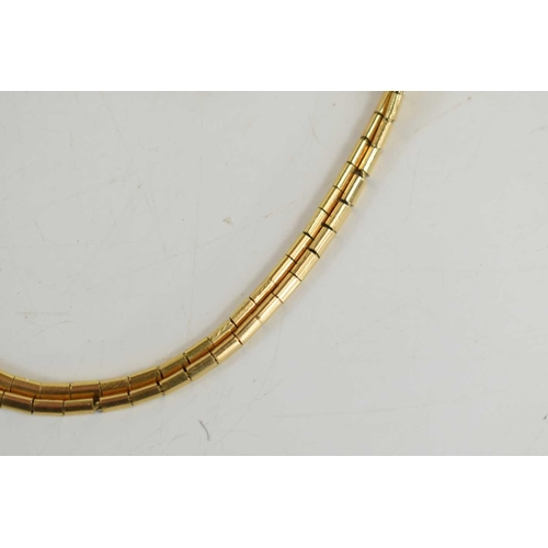152 - An 18ct gold double stranded reticulated bar necklace, with textured bark finish, 34.6g, shorter len... 