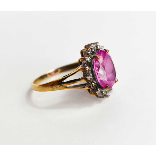 170 - A 9ct gold, pink sapphire and diamond ring, size L½, 2.38g.