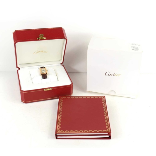 277 - An 18ct gold Cartier Tank Americaine Wristwatch, ref 2503 no133257RX, having a champagne Roman numer... 