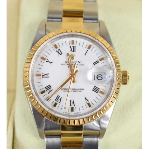 280 - A Rolex Oyster Perpetual date adjust Superlative Chronometer, stainless steel case, gold fitted beze... 