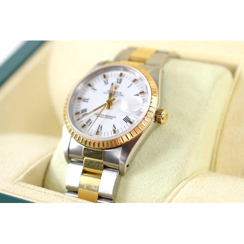 280 - A Rolex Oyster Perpetual date adjust Superlative Chronometer, stainless steel case, gold fitted beze... 