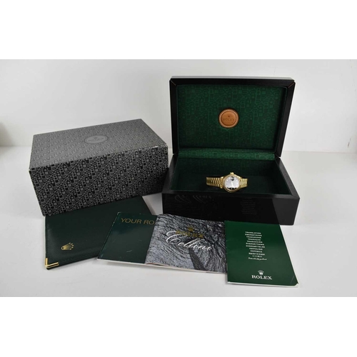 281 - A lady's Rolex Cellini 18ct gold Oyster Perpetual Datejust wristwatch, the signed black dial with di... 