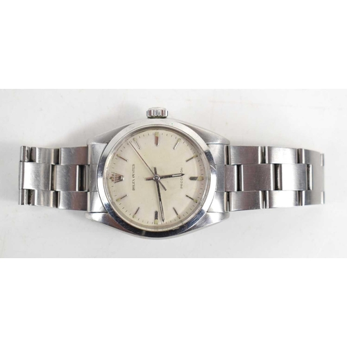 290 - A Rolex precision gents stainless steel watch, ref 6427, circa 1970, with a cream dial with silver b... 