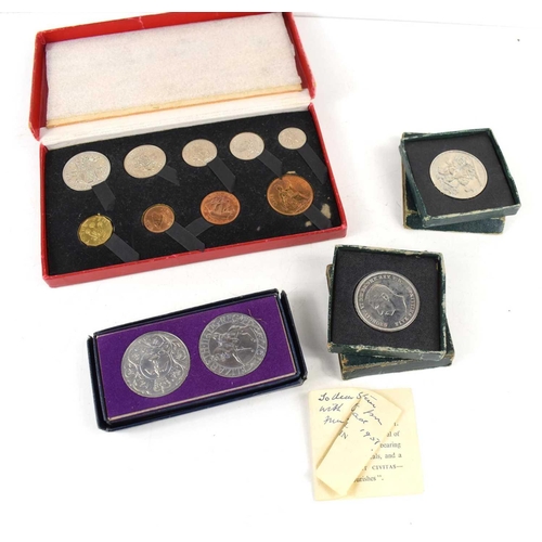 299 - A cased set of Royal Mint 1950 coins including farthings to half crowns, together with a boxed Silve... 