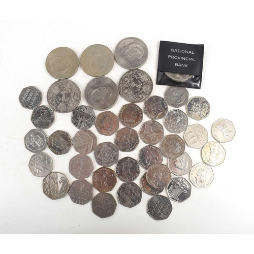 317 - A group of collectable 50p pieces to include 14 Beatrix Potter and 3 Paddington, together with vario... 