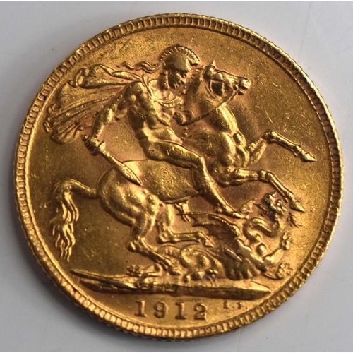 335 - A George V full gold sovereign, dated 1912.