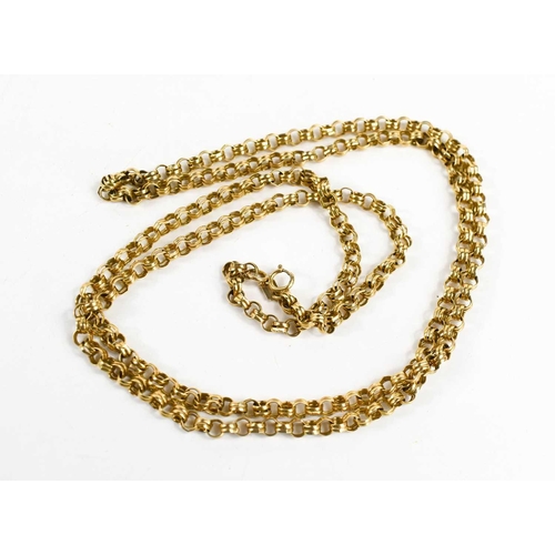 44 - A 9ct gold double belcher link chain, 78cm long,18.46g.