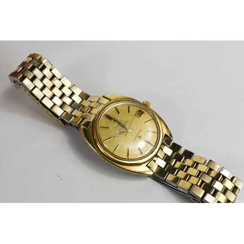 56 - An Omega Automatic Chronometer, Constellation, the gold coloured dial having a subsidiary calendar a... 