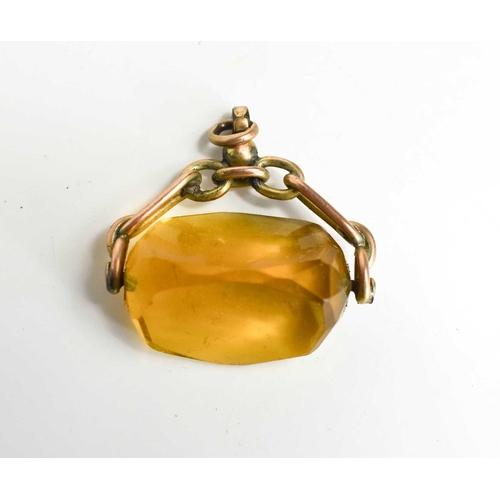 84 - A 9ct gold and citrine swivel fob.