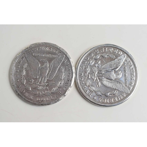 103 - Two USA silver dollars, one dated 1888 the other 1921.