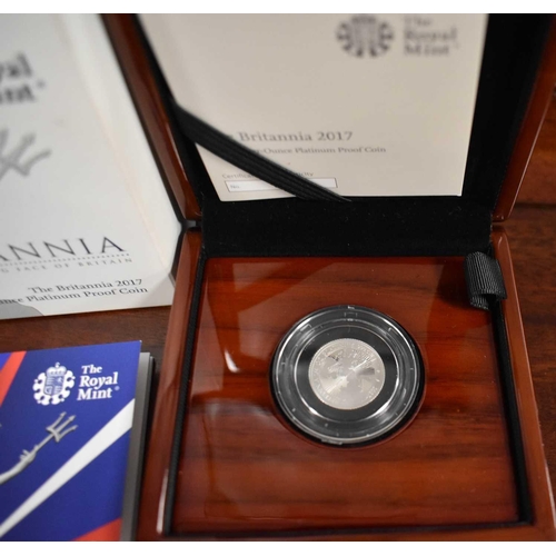 127 - A Royal Mint Britannia 2017 UK Quarter-Ounce Platinum Proof Coin, with certificate of authenticity, ... 