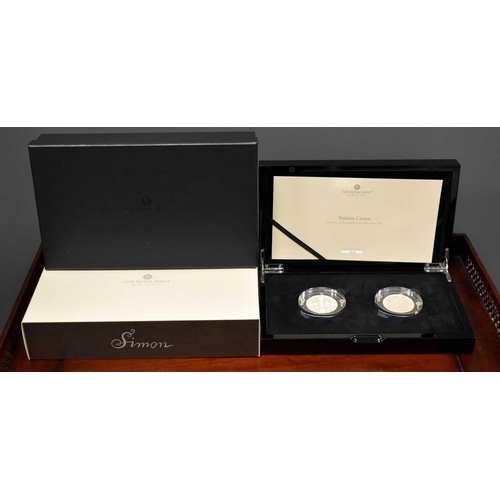 131 - A Royal Mint Petition Crown 2023 2oz Silver Proof Two-Coin Set, with certificate of authenticity num... 