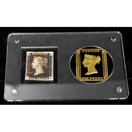 139 - A London Mint 175th Anniversary of The Penny Black, The World's First Postage Stamp coin and stamp s... 