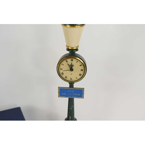 178 - A Jaeger LeCoultre novelty clock in the form of a Parisian street lamp, the signed cream dial with R... 