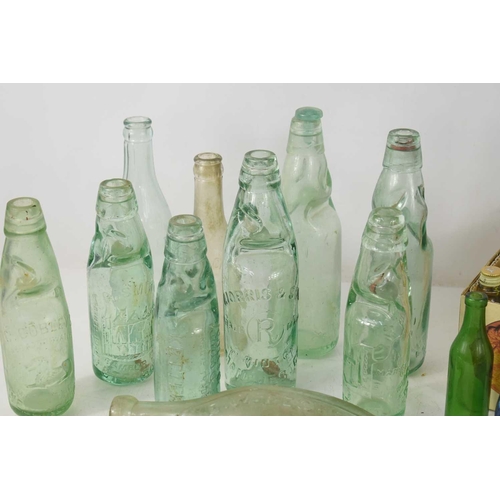 224 - A group of codd and torpedo glass bottles to include E.W Beckett of Bourne, J. Miller & Childs, C. C... 