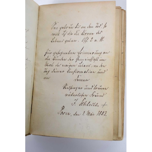 359 - A 19th century German autograph book, with numerous handwritten entries including entries, including... 