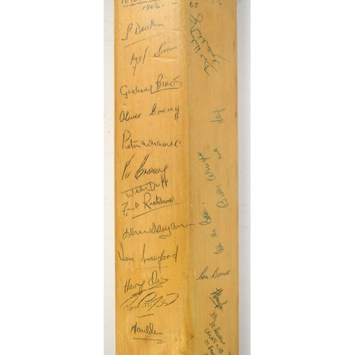 366 - Football ephemera: a cricket bat, signed by the 1965 Arsenal, Leicester City and Peterborough United... 