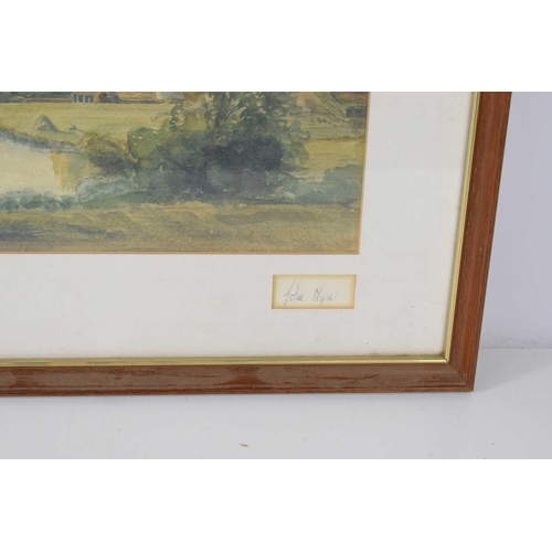 410 - A limited edition print of Fotheringhay, originally by J.M Heathcote, signed by John major and The L... 