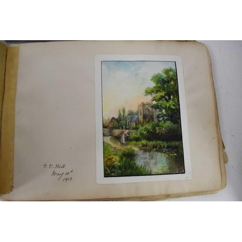 415 - A group of Edwardian and later sketch books, one containing verse, paintings and sketches by various... 