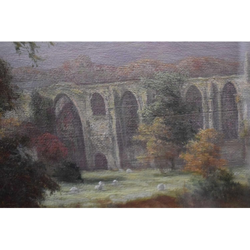 427 - Attributed to William Mellor (1851-1931): Bolton Abbey, viewed from the river with cattle in the for... 