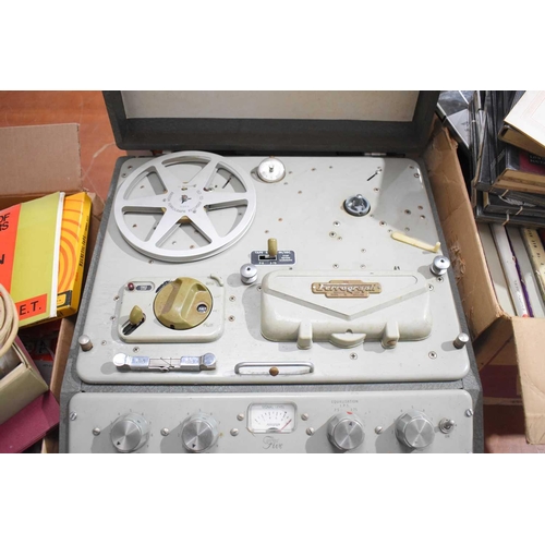 450 - A vintage Ferrograph series 5 reel to reel tape recorder and manual, together with a Ferrograph defl... 