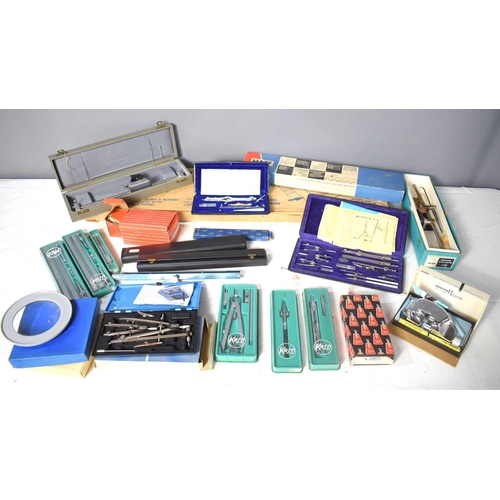 497 - A group of tools to include a Haff 703E, an Eclipse 101B surface gauge, Kern drawing set, Haff 706 c... 