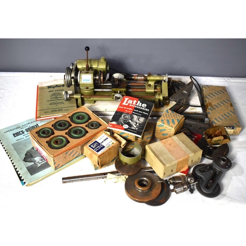 503 - A Emco-Unimat Model SL mini lathe with some accessories to include a metric conversion gear set, Myf... 