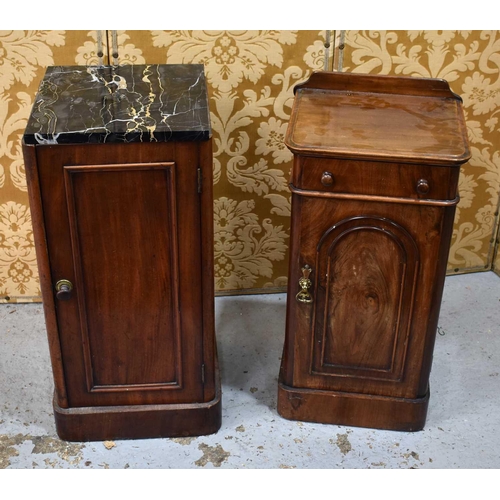 517 - Two Victorian bedside cabinets, one mahogany the other burr walnut.