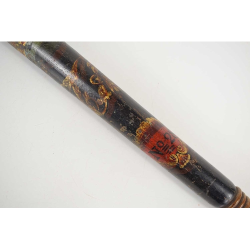 68 - A Victorian Police truncheon, painted with a Crown above a VR cypher, and inscribed No 28 within a r... 