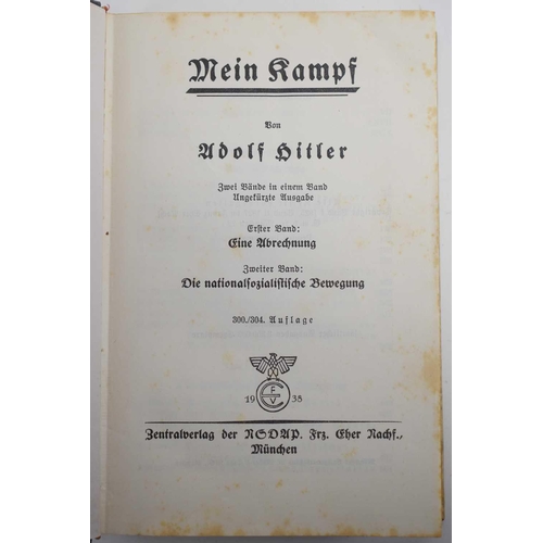 74 - A copy of Mein Kampf” by Adolf Hitler, 1938 marriage presentation edition, with signature and stamp ... 