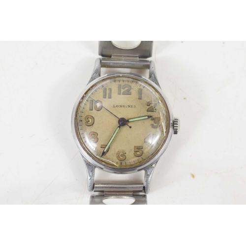 79 - A Longines military style gents watch with luminous hands.