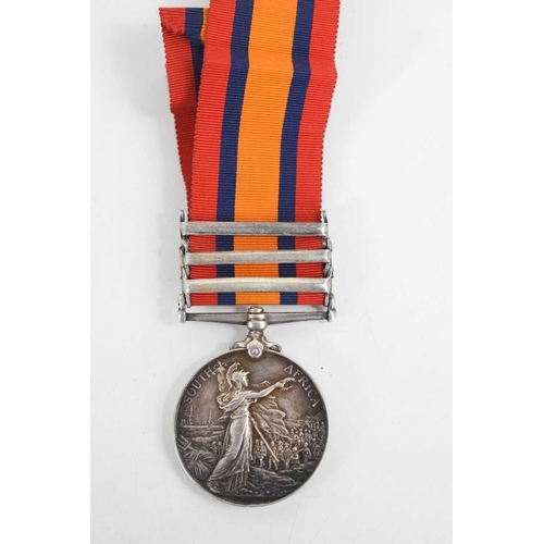 84 - A Queen's South Africa medal with clasps to 3rd class trooper S.J Smith of the South African Constab... 