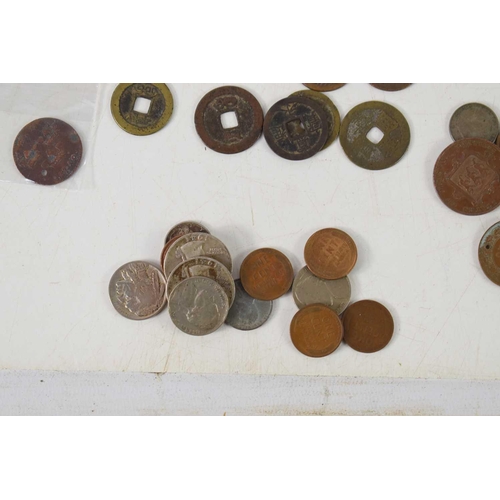 90 - A group of World coins and notes, including approximately 1toz of 19th and early 20th century silver... 