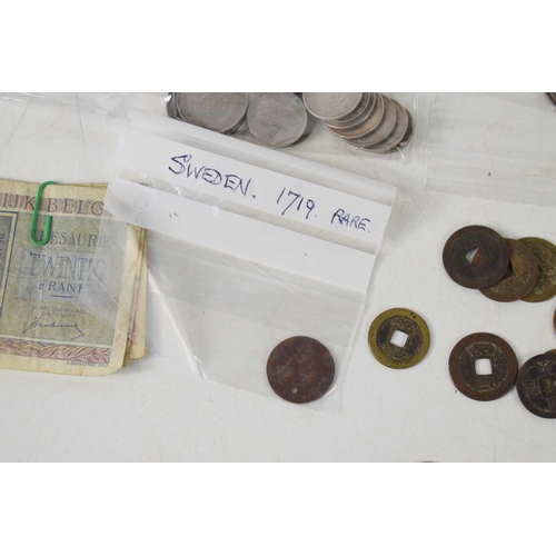 90 - A group of World coins and notes, including approximately 1toz of 19th and early 20th century silver... 