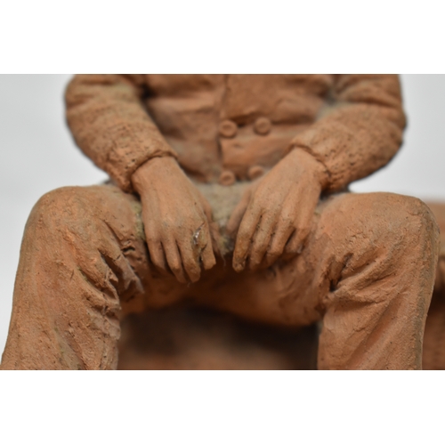 307 - A 19th century French E. Blot terracotta figure of a sleeping fisherman inscribed with title 'Pecheu... 