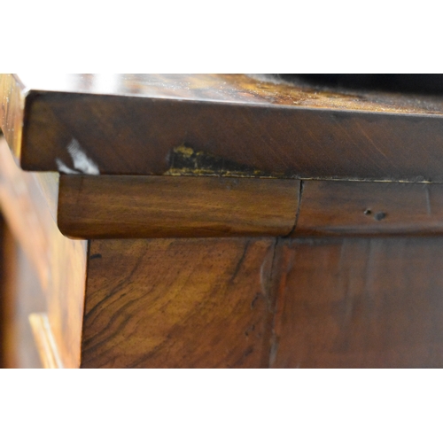 536 - A Victorian burr walnut chiffonier sideboard having two drawers above two cupboard doors, 93cms tall... 