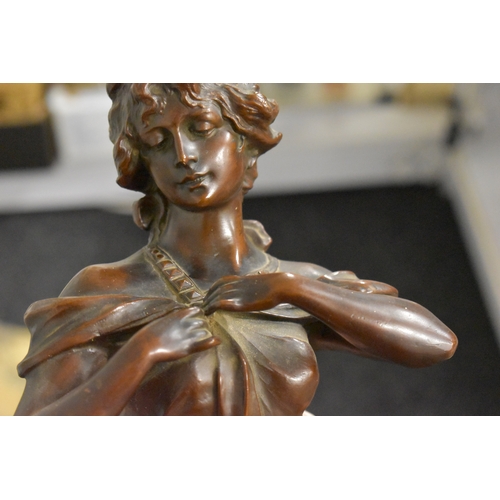 208 - A French bronze early 20th century bust titled Marguerite, 25cm high.