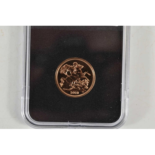 10 - A Queen Elizabeth II gold sovereign, 2019, sealed in a Datestamp case, with certificate.