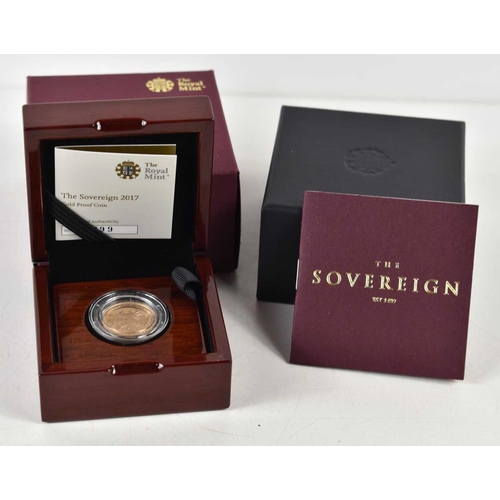 2 - An Elizabeth II Royal Mint 2017 gold proof full sovereign with fitted case and certificate of authen... 