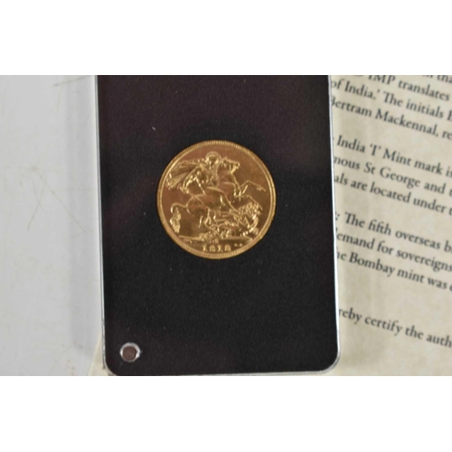 20 - A King George V 22ct gold sovereign, India mint mark, dated 1918, with certificate.