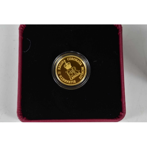 22 - A Royal Canadian Mint Queen Elizabeth II Coronation 1/4oz 24ct gold proof ten dollar coin, 7.8g, dat... 