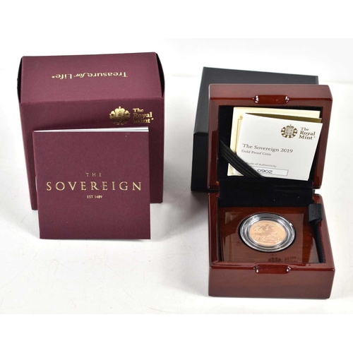 3 - An Elizabeth II Royal Mint 2019 gold proof sovereign with fitted case and certificate of authenticit... 