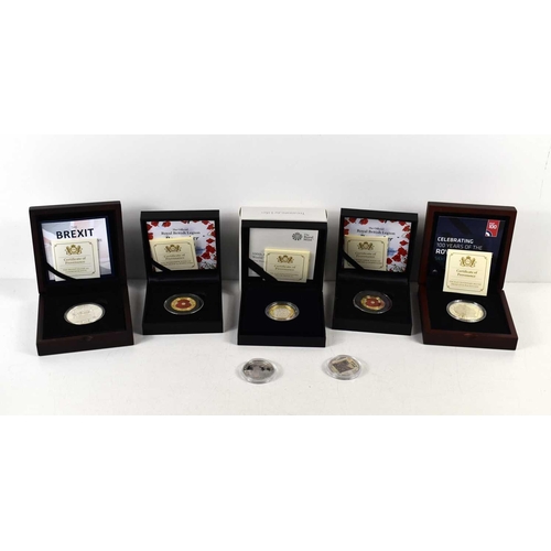 33 - A collection of silver coins comprising of two silver proof £2 poppy coins, RAF centenary silver pro... 