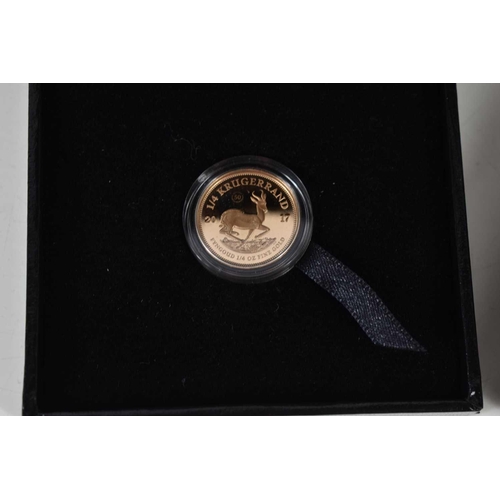 5 - A South African Mint 1/4oz gold proof Krugerrand, 50th Anniversary, 2017, 8.482g of 916/1000 gold, t... 